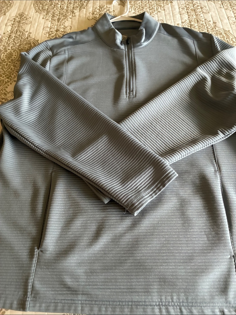 Callaway Men's Light Gray Ribbed Quarter-Zip Sweater